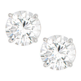 Gianni Argento Sterling Silver White Sapphire Round Stud Earrings