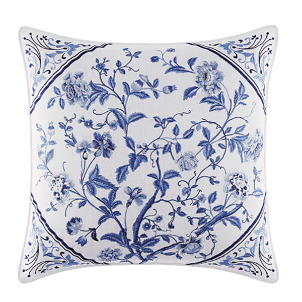 Laura Ashley(R) Charlotte Blue Floral Square Decorative Pillow - image 