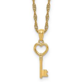 Gold Classics&#40;tm&#41; Yellow Gold 3D Heart Key Pendant Necklace