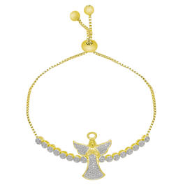 Gold Plated Diamond Accent Angel Adjustable Bracelet
