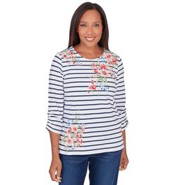 Petite Alfred Dunner A Fresh Start Stripe Floral Tee