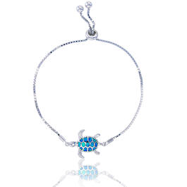 Gemstone Classics&#40;tm&#41; Silver Created Opal Turtle Bracelet