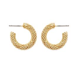 Freedom Gold Nickel Free Weave Textured Hoop Earrings
