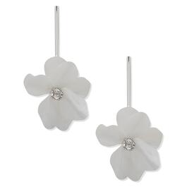 Nine West Silver-Tone Mother of Pearl Floral Linear Post Earrings