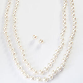 Simulated Cream Pearl Strand Necklace Ball Set