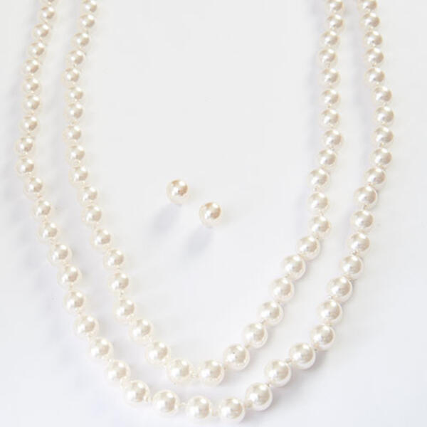 Simulated Cream Pearl Strand Necklace Ball Set - image 