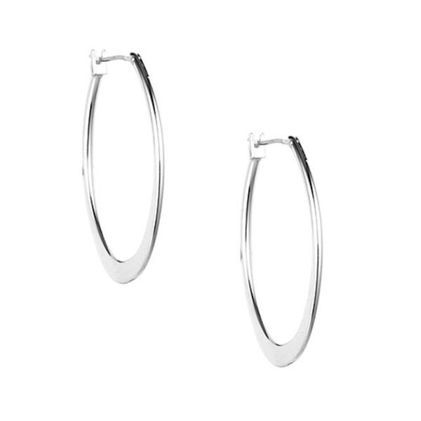 Anne Klein Silver-Tone Oval Hoop Pierced Earrings - image 