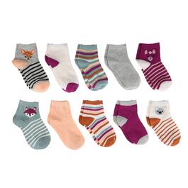 Girls Capelli New York 10pk. Critters & Stripes Ankle Socks