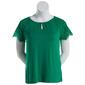 Womens Absolutely Famous Short Raglan Sleeve Keyhole Neck Top - image 1