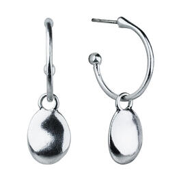 Bella Uno Silver-Tone Hoop Earrings with Organic Oval Drop
