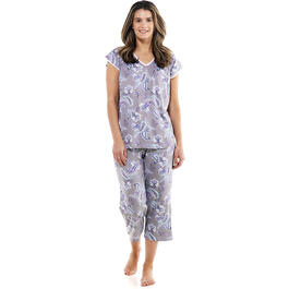 Plus Size Ellen Tracy Flutter Sleeve Paisley Cropped Pajama Set