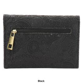 Womens Stone Mountain Leather Embossed Paisley Trifold Wallet