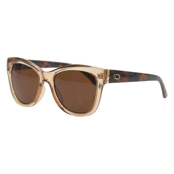 Womens O by Oscar Round Cat Grooved Metal Bar Sunglasses - image 