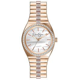 Womens Jessica Simpson Mother of Pearl & Crystal Watch - JS0088RG
