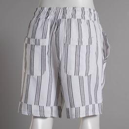 Womens Royalty 5in. Cuffed Stripe Shorts w/Pockets - Cream