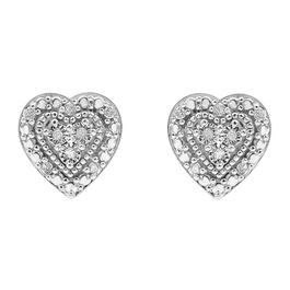 Diamond Classics&#40;tm&#41; Sterling Silver Heart Diamond Stud Earrings