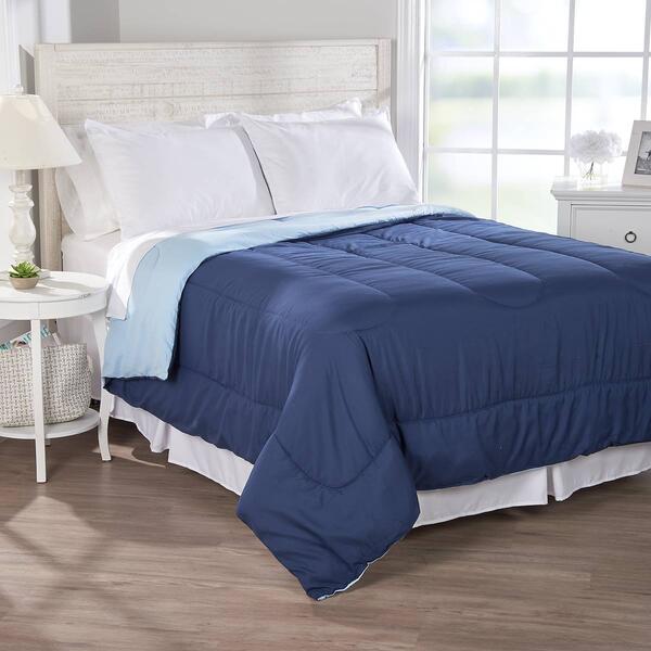 Ashley Cooper&#40;tm&#41; Solid Reversible Comforter - Navy/Light Blue - image 