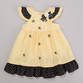 Baby Girl &#40;12-24M&#41; Rare Editions Bees Check & Dots Dress