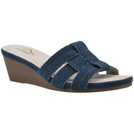 Womens Cliffs by White Mountain Candyce Wedge Sandals - Denim