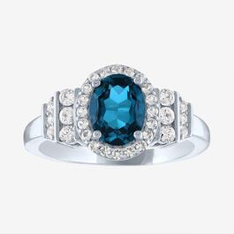 Gemstone Classics&#40;tm&#41; Oval London Blue Topaz & Sapphire Ring