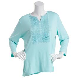 Womens Hasting & Smith 3/4 Sleeve w/Dyed to Match Crochet Top