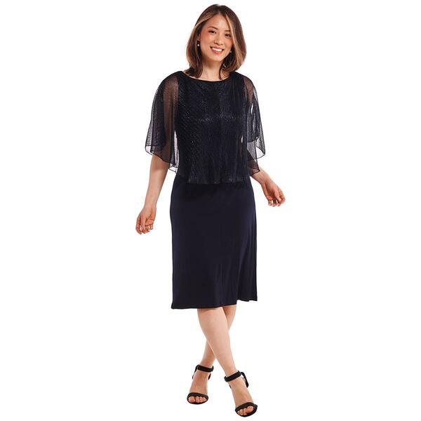 Womens Connected Apparel Metallic Poncho Short A-Line Dress - image 