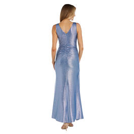 Womens R&M Richards Sleeveless Metallic Side Ruched Wrap Dress