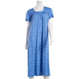 Womens White Orchid Flutter Sleeve 46 Blueberry Buds Nightgown