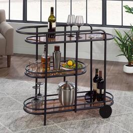 Sauder Coral Cape Modern Metal & Glass Bar Cart