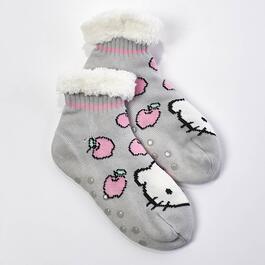 Womens Fuzzy Babba Hello Kitty Short Cozy Slipper Socks