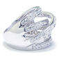 Fine Silver Plated Clear Crystal Pave Spiral Ring - image 2