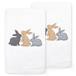 Linum Home Textiles Embroidered Bunny Row Hand Towels - Set Of 2