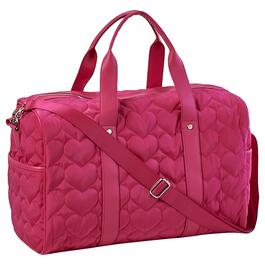 Madden Girl Quilted Hearts Nylon 2 For 1 Weekender Duffle