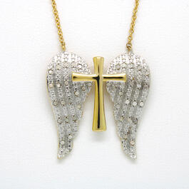 Gianni Argento Diamond Cross and Wings Pendant