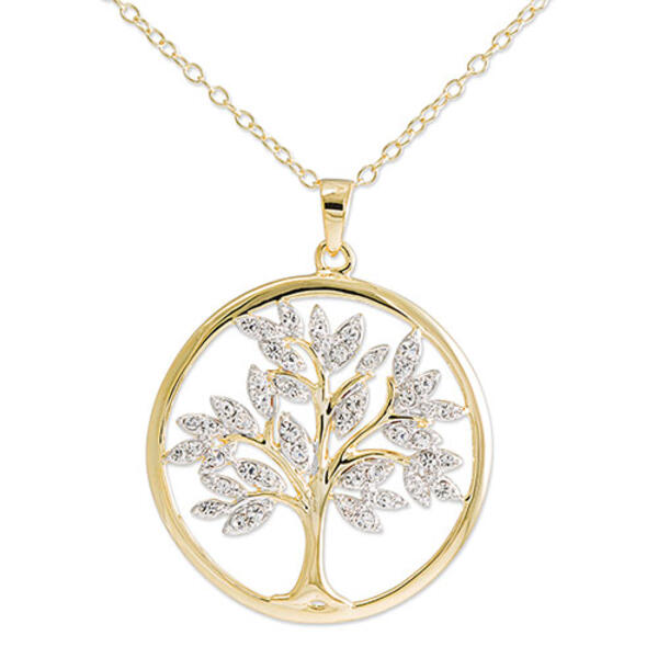 Gold Plated & Clear Crystal Tree of Life Necklace - image 