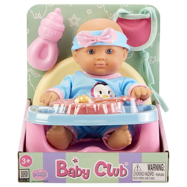 Uneeda 9- in Baby Club Doll In Feeding Chair - image 