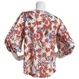 Womens Cure 3/4 Sleeve Double Keyhole Floral Blouse