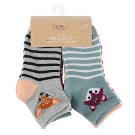 Girls Capelli New York 10pk. Critters & Stripes Ankle Socks