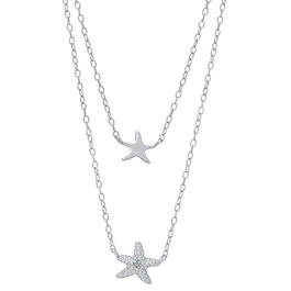 Gianni Argento Sterling Silver Diamond Layered Starfish Necklace