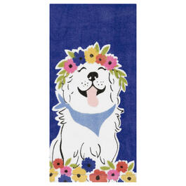 Floral Crown Dog Fiber Reactive Kitchen Towel