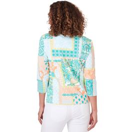 Womens Ruby Rd. Spring Breeze Knit Patchwork Tee