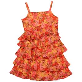 Girls &#40;7-16&#41; Rare Editions Floral Chiffon Ruffle Dress w/ Straps