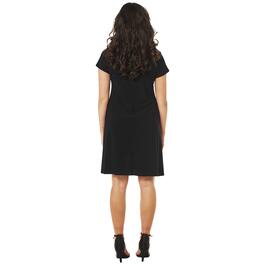 Petite MSK Short Sleeve Grommet Trim Solid Shift Dress