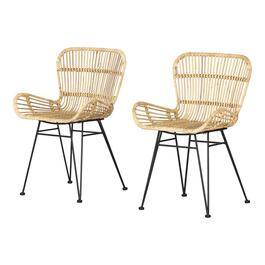 South Shore Balka Rattan Dining Chair w/ Armrests - Set of 2