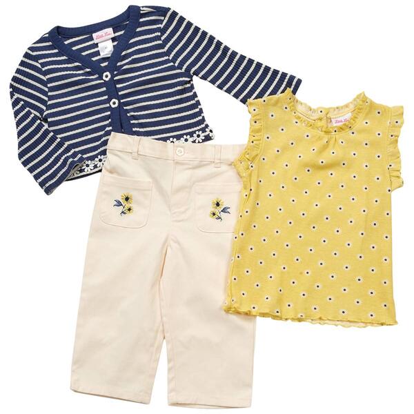 Toddler Girl Little Lass&#40;R&#41; 3pc. Stripe Cardigan w/ Top & Pants - image 