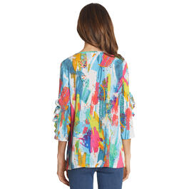 Womens Ali Miles 3/4 Sleeve Round Neck Abstract Tunic
