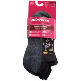 Womens Dr. Motion 2pk Wildflower Compression Ankle Socks