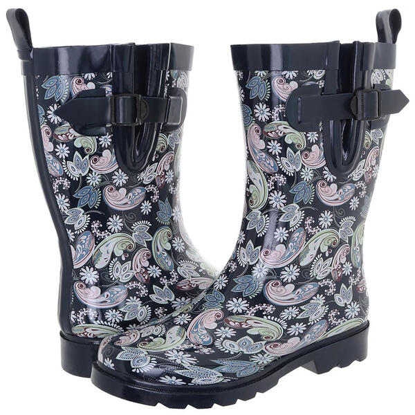 Womens Capelli New York Mid Ornate Paisley Ankle Rain Boots - image 