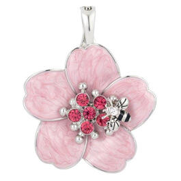 Wearable Art Silver-Tone Crystal Flower with Bee Enhancer