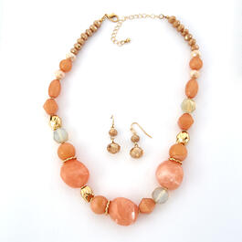 Ashley Cooper&#40;tm&#41; Gold Plated Peach Necklace & Earrings Set